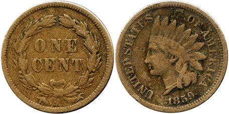 UNS Münze 1 Cent 1859