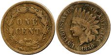 US coin 1 cent 1859