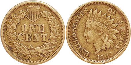 UNS Münze 1 Cent 1862