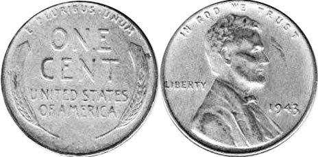 États-Unis pièce 1 cent 1943 steel penny