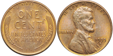 UNS Münze 1 Cent 1955 Wheat penny