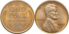 US coin 1 cent 1955