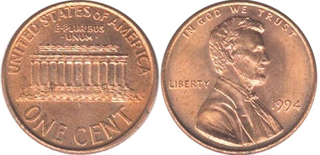 US coin 1 cent 1994