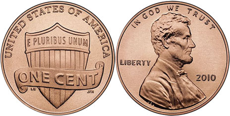 US coin 1 cent 2010