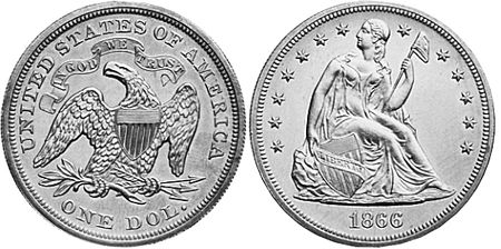 US coin 1 dollar 1866