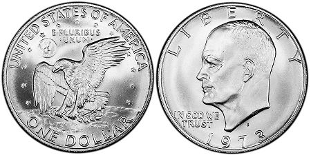 US coin 1 dollar 1973