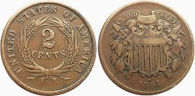 US coin 2 cents 1864