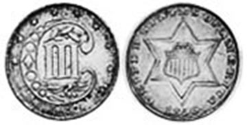 UNS Münze 3 Cent 1854