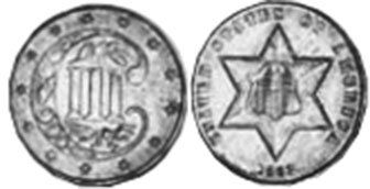 UNS Münze 3 Cent 1862