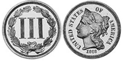 UNS Münze 3 Cent 1868