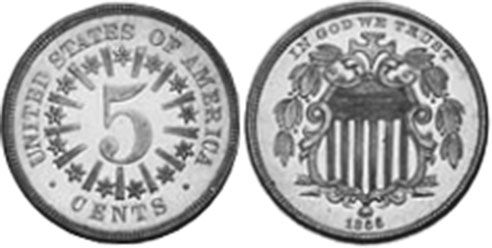 UNS Münze 5 Cent 1866