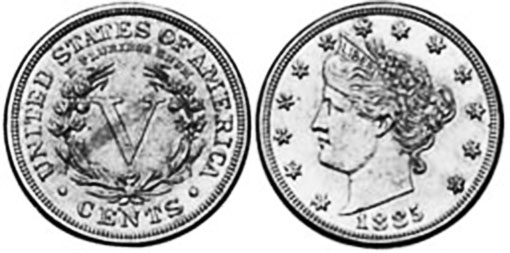UNS Münze 5 Cent 1885