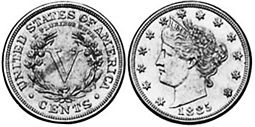 États-Unis pièce 5 cents 1885
