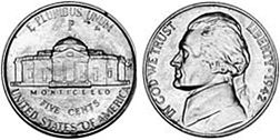 États-Unis pièce 5 cents 1942