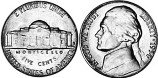 UNS Münze 5 Cent 1954