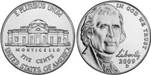 US coin 5 cents 2009