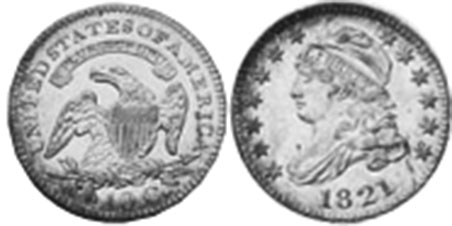US coin dime 1821