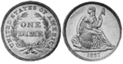 UNS Münze dime 1837