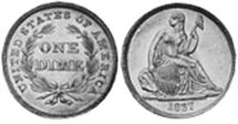 US coin dime 1837