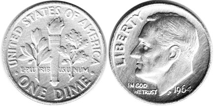 UNS Münze dime 1964