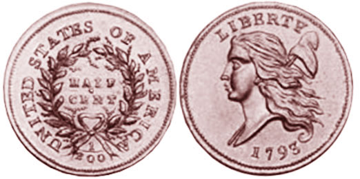 UNS Münze half Cent 1793