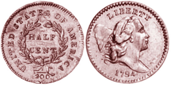 UNS Münze half Cent 1794