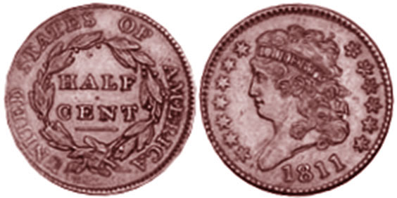 UNS Münze half Cent 1811