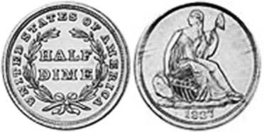 UNS Münze half dime 1837