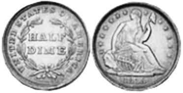 UNS Münze half dime 1838