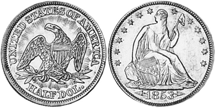 UNS Münze 1/2 dollar 1853