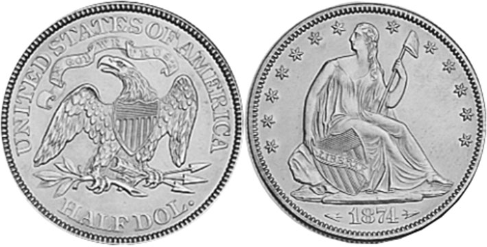 US coin 1/2 dollar 1874