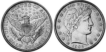 États-Unis pièce 1/2 dollar 1906