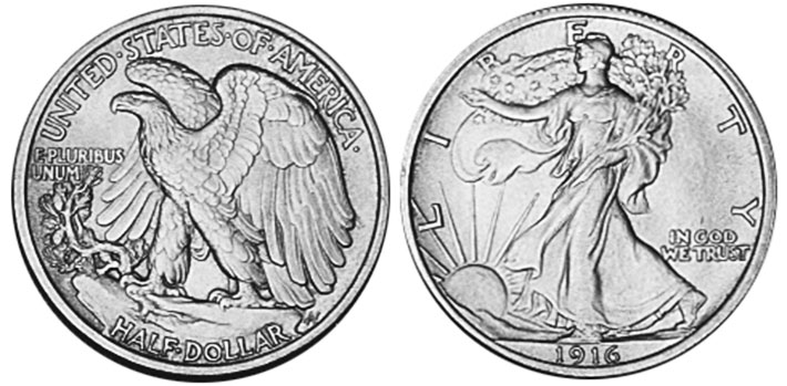 US coin 1/2 dollar 1916