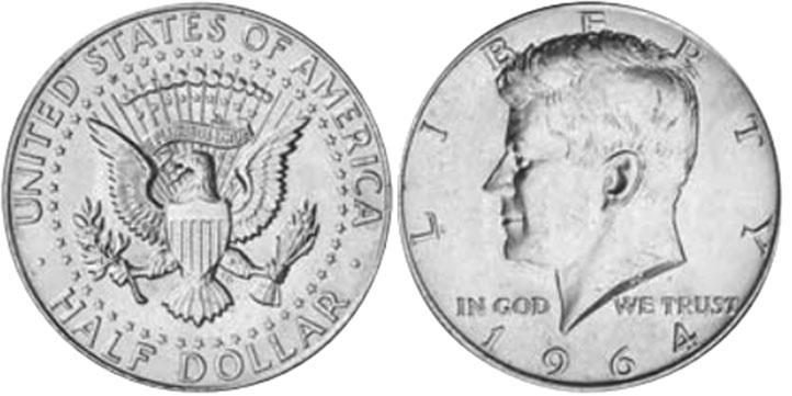 US coin 1/2 dollar 1964