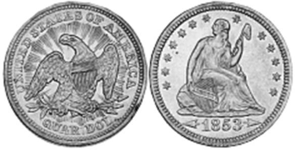 US coin quarter 1853