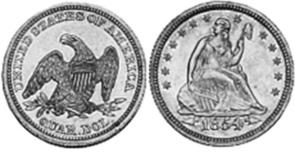 US coin quarter 1854