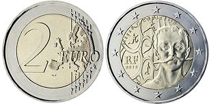 pièce de monnaie France 2 euro 2013