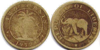 Liberia 2 cents 1937