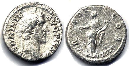 coin Roman Empire Antoninus Pius denarius coin Roman Empire Antoninus Pius denarius