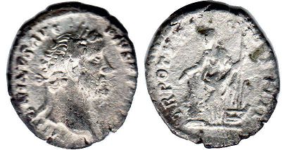 coin Roman Empire Antoninus Pius denarius coin Roman Empire Antoninus Pius denarius