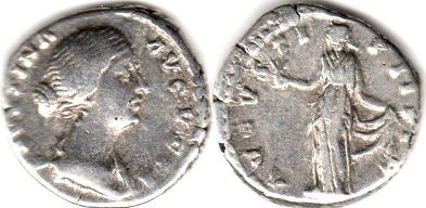 coin Roman Empire Faustina II denarius