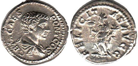 coin Roman Empire Geta denarius