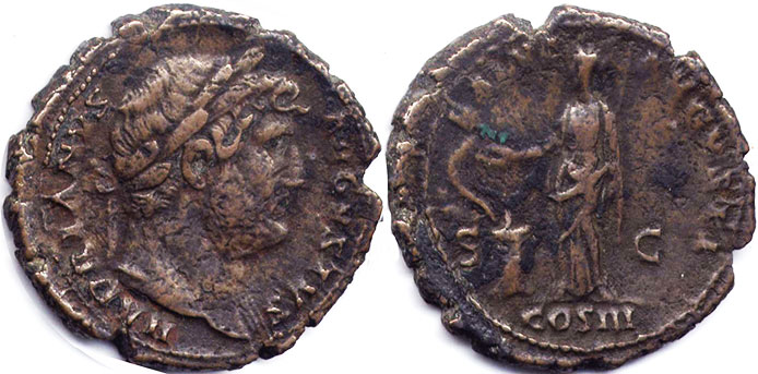 moneda Imperio Romano Hadrian As moneda Imperio Romano Hadrian As
