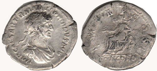moneda Imperio Romano Hadrian denario moneda Imperio Romano Hadrian denario