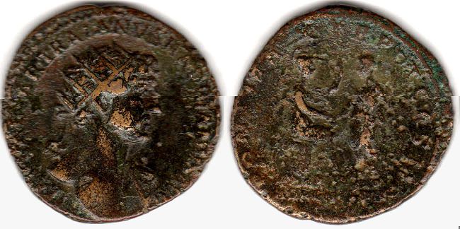 moneda Imperio Romano Hadrian Dupondius moneda Imperio Romano Hadrian Dupondius