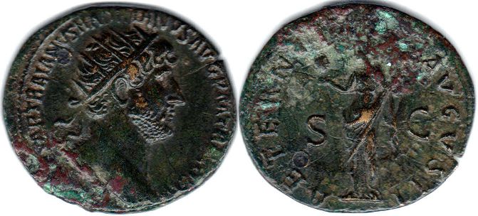 moneda Imperio Romano Hadrian Dupondius moneda Imperio Romano Hadrian Dupondius