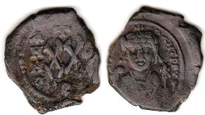 coin Byzantine Emperor Tiberius II Constantine half follis coin Byzantine Emperor Tiberius II Constantine half follis