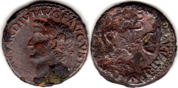 coin Roman Empire Tiberius as