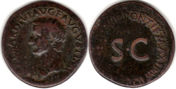 coin Roman Empire Tiberius as