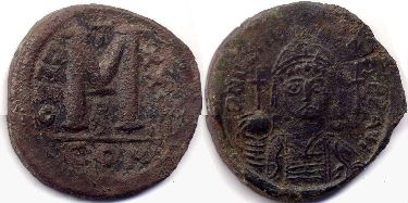 coin Byzantine Justinianus I follis coin Byzantine Justinianus I follis